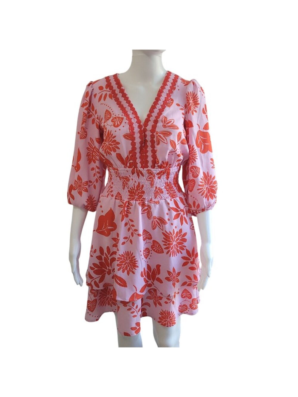 Gibsonlook Summer Collection V-Neck Smocked Dress Size XXS